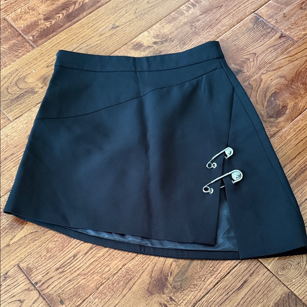 Black Safety Pin Detail Skirt